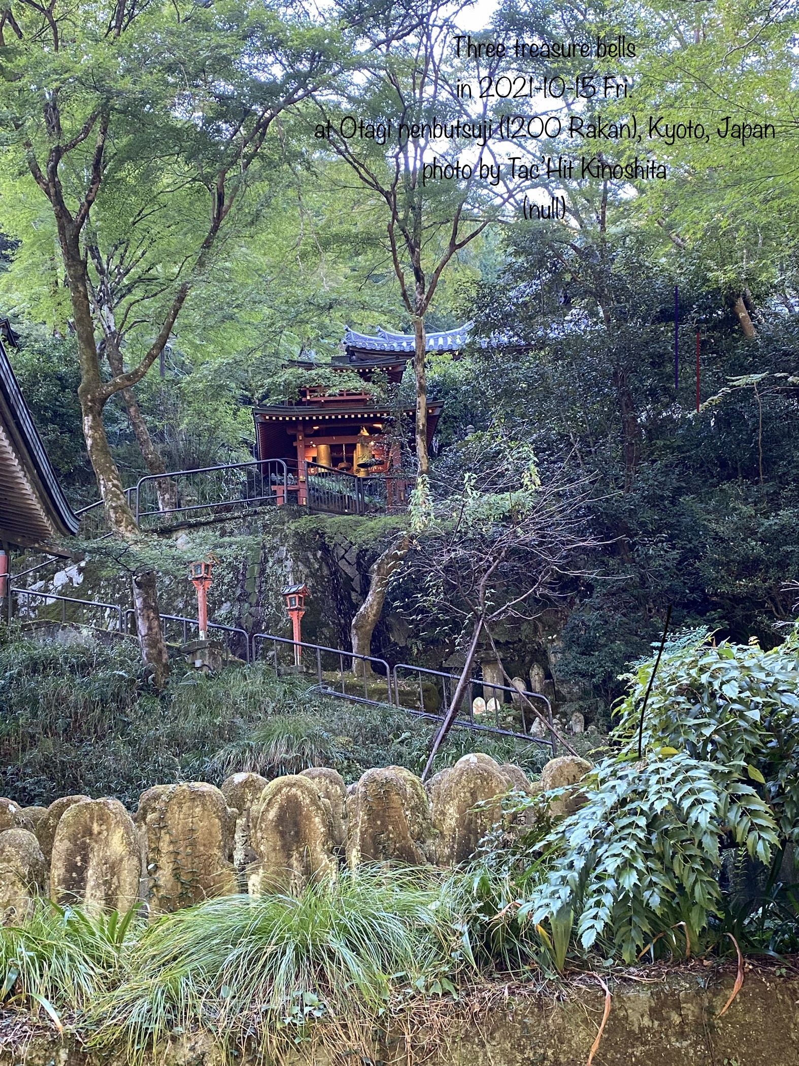 Three treasure bells. in 2021-10-15 Fri. at Otagi nenbutsuji (1200 Rakan), Kyoto, Japan. photo by Tac’Hit Kinoshita